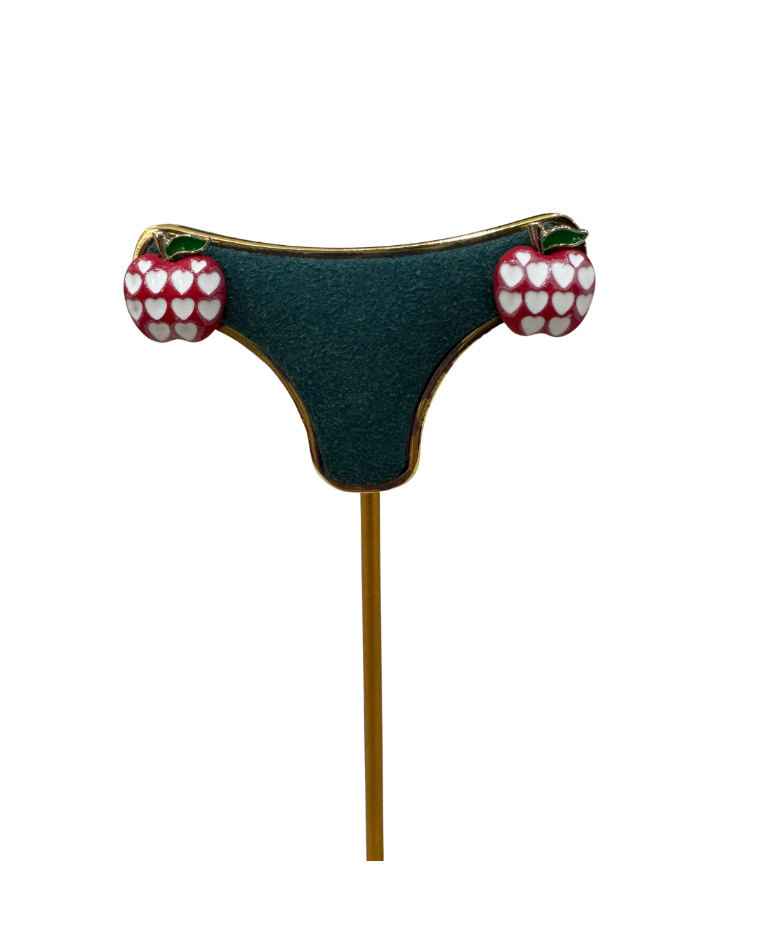 Pendientes de Manzana Roja con Corazones - Joyería Artesanal Esmaltada
