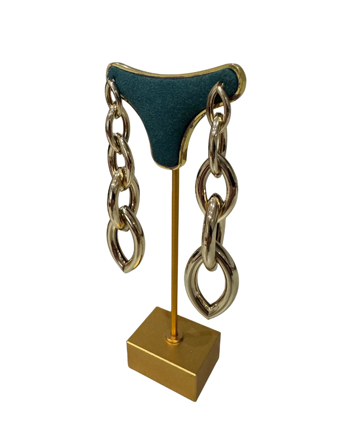 Pendientes de Eslabones Largos en Acero Dorado | Pendientes Colgantes Estilo Cadena