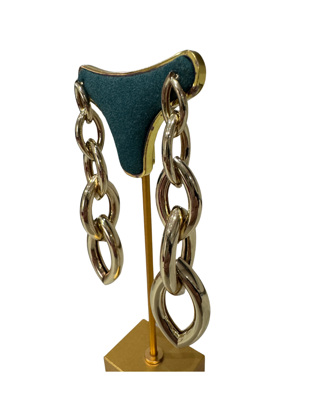 Pendientes de Eslabones Largos en Acero Dorado | Pendientes Colgantes Estilo Cadena