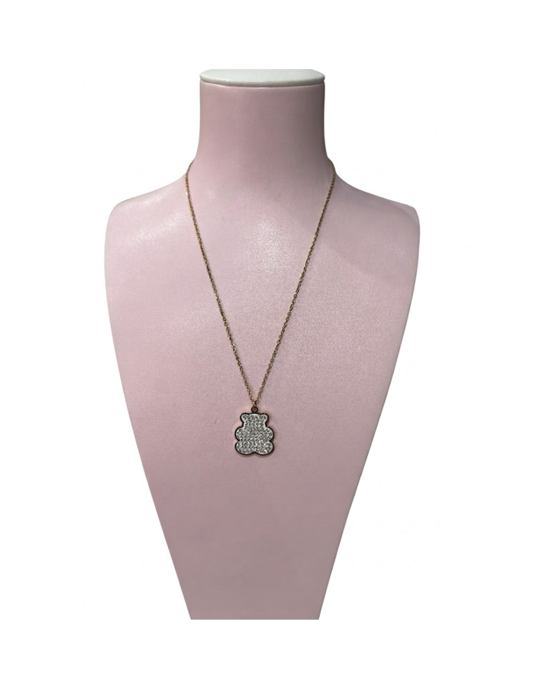 Collar de Acero  Dorado con Colgante Oso Brillante Joyería Elegante para Mujer