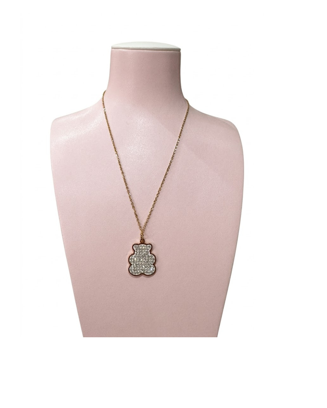 Collar de Acero  Dorado con Colgante Oso Brillante Joyería Elegante para Mujer