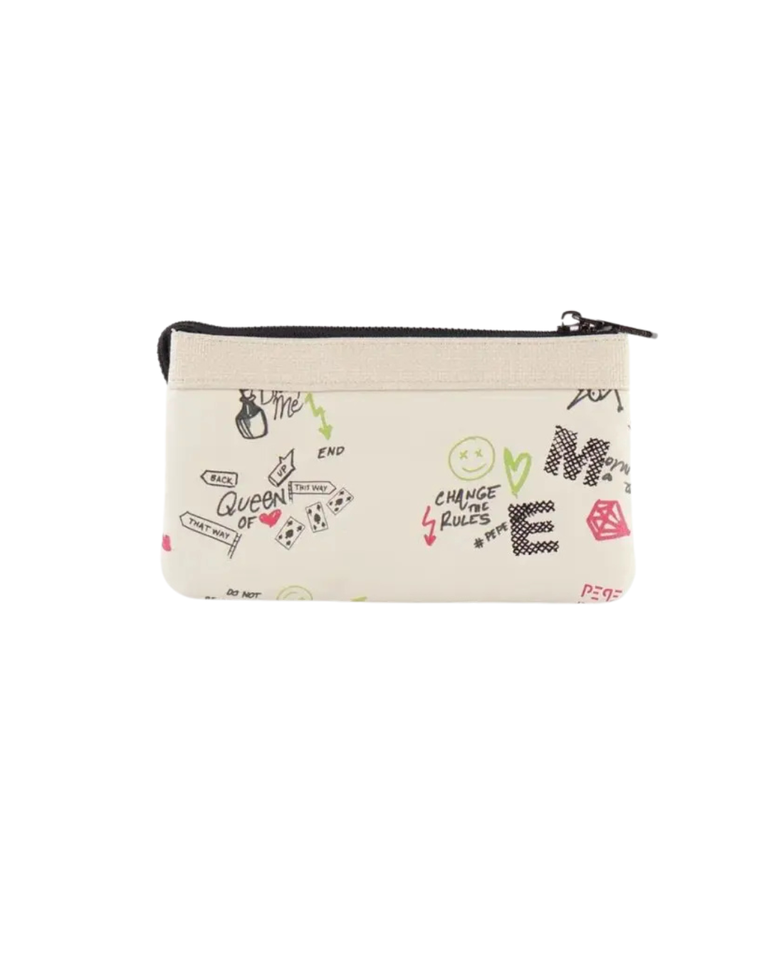 Monedero Triple Pepe Moll Estilo Graffiti - Blanco Roto con Compartimentos