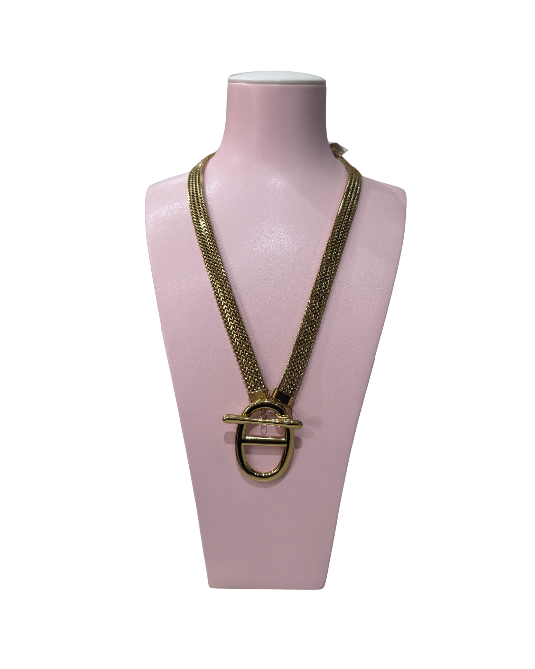 Collar de Eslabones Malla con Cierre T-Bar - Dorado