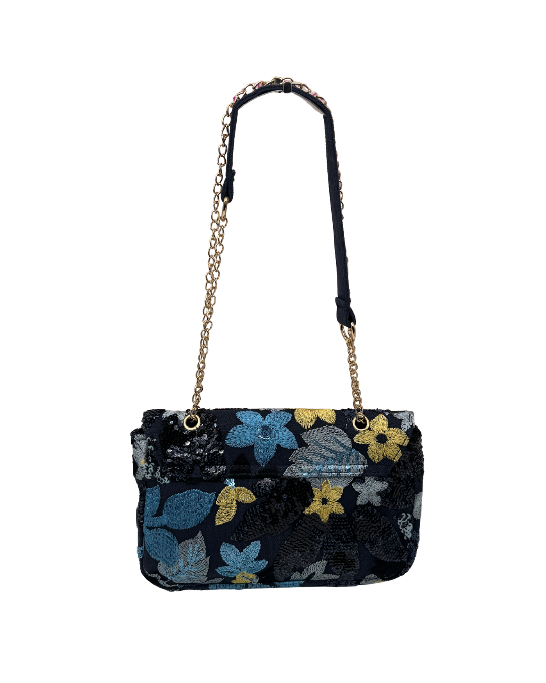 Bolso Fiesta bandolera Joya "Night Blossom" con Lentejuelas y Bordado Floral