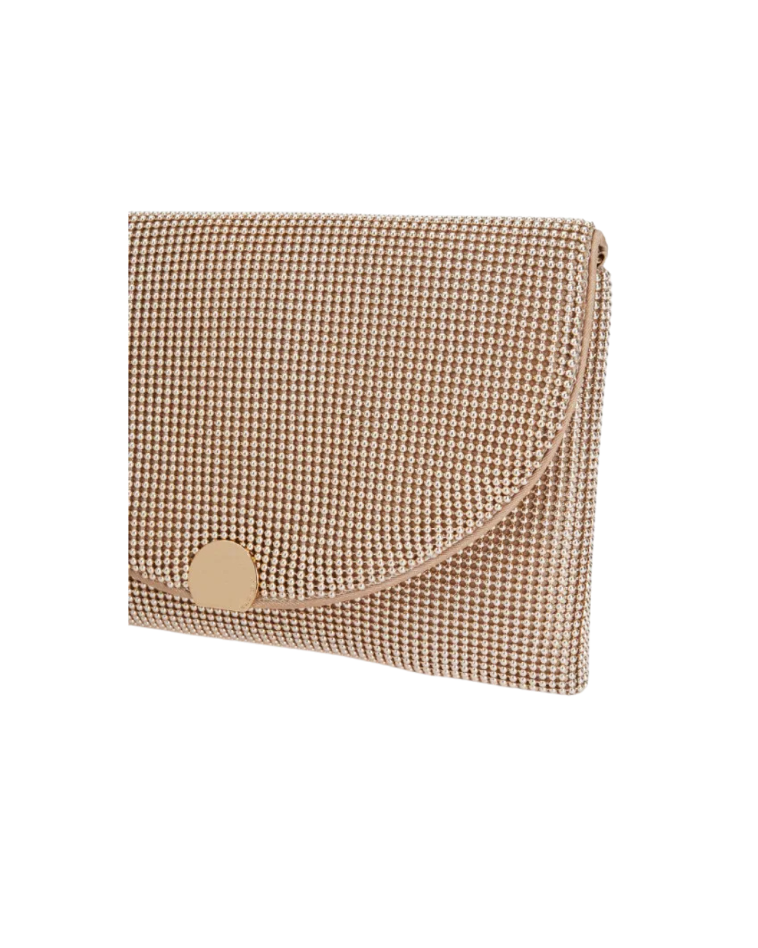 Bolso de Mano Joya "Luna" - Clutch Eventos de Cristales Oro Rosa con Cadena Desmontable