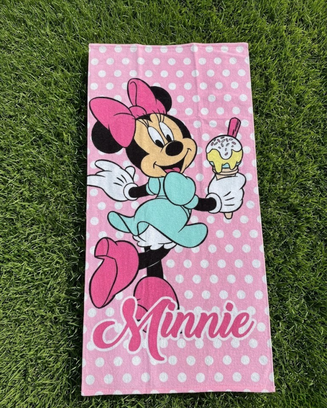 Toalla de Playa Disney Minnie Mouse - Rosa/Helado - 70x140cm.