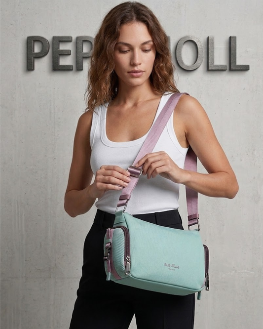 Bolso Bandolera Pepe Moll Sporty Chic – Estilo "Think Different" en Verde Menta y Lila