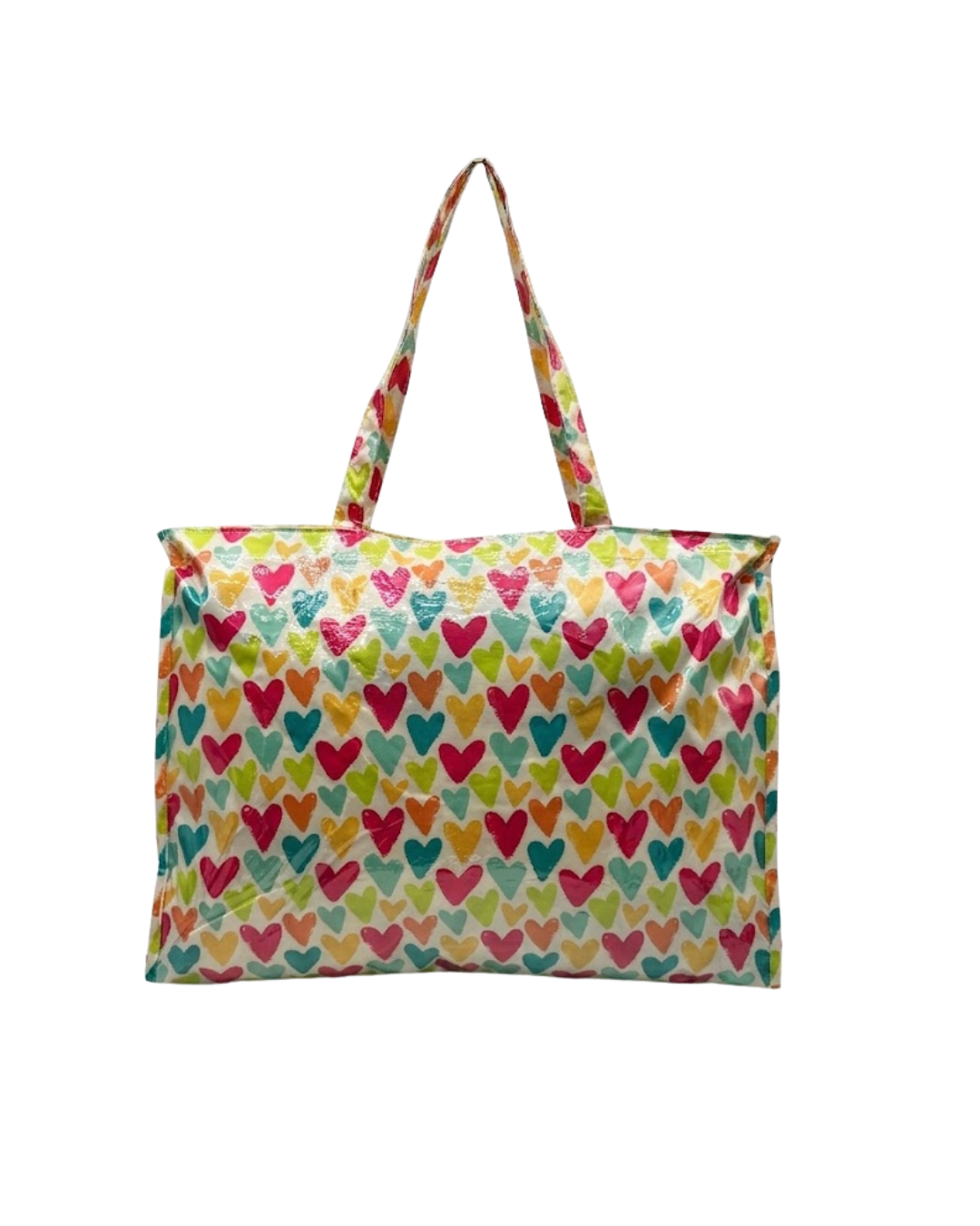 Bolso de Playa Maxi "Love Summer" – Diseño de Corazones Multicolor Impermeable