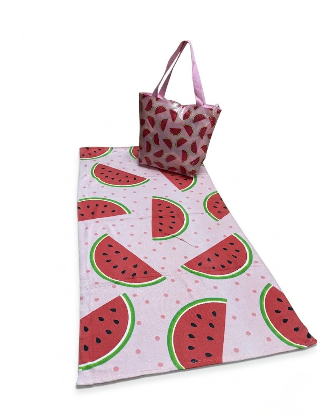 Set de Verano: Bolso de Playa  y Toalla de Microfibra - Diseño Sandía Fresh