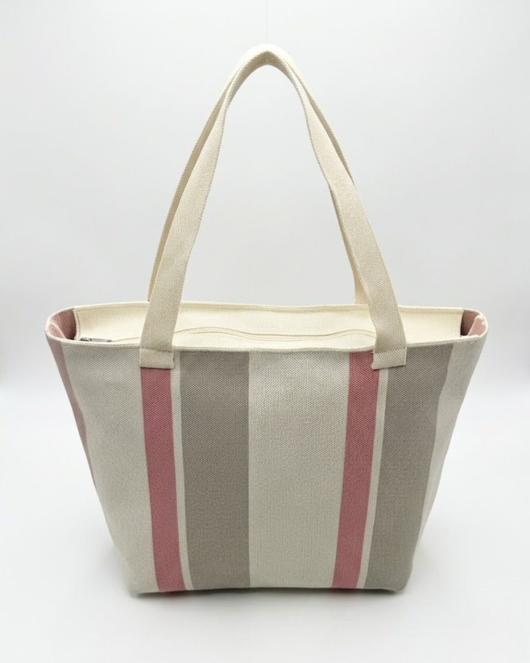 Bolso Tote de Loneta Premium  – Diseño Rayas Rosa (Hombro y Mano)