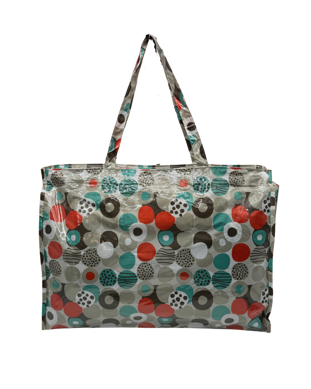 Bolso de Playa Grande Impermeable con Bolsillo Interior - Diseño Círculos Retro