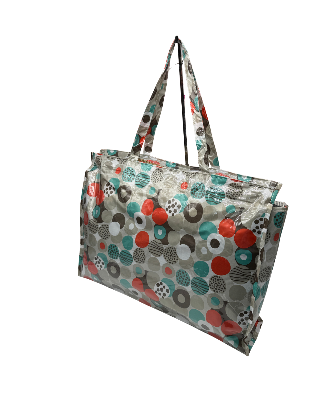 Bolso de Playa Grande Impermeable con Bolsillo Interior - Diseño Círculos Retro