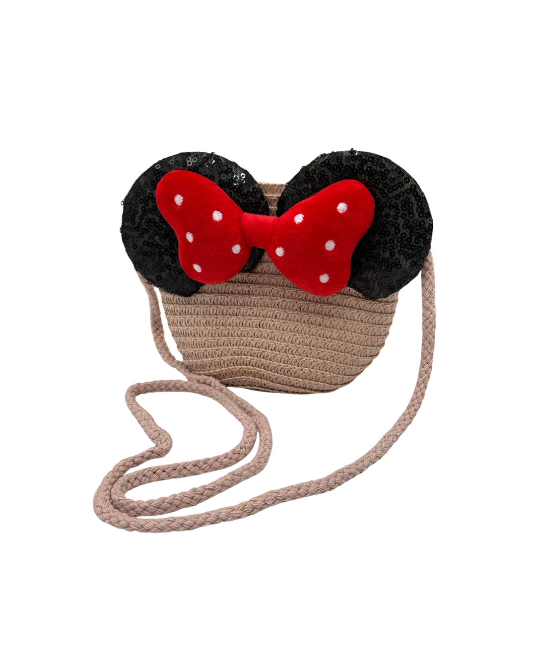 Bolso y Monedero de Rafia 2 en 1 Estilo Disney - Diseño Minnie Mouse Artesanal