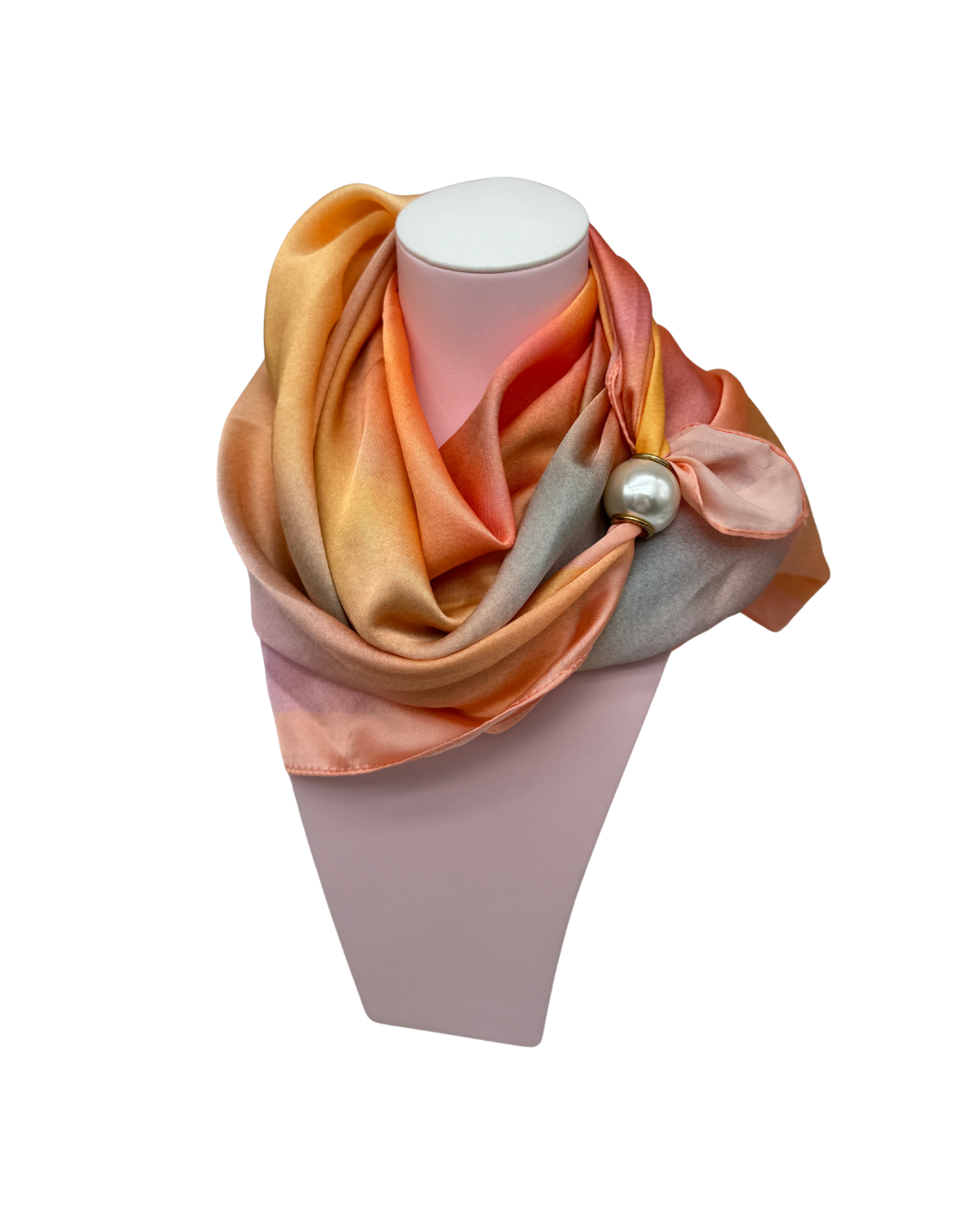 Pañuelo de Tacto Sedoso con Broche de Perla Elegante - Estilo Atemporal