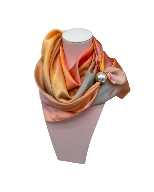 Pañuelo de Tacto Sedoso con Broche de Perla Elegante - Estilo Atemporal
