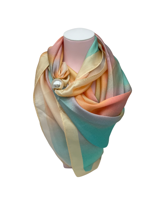 Pañuelo de Tacto Sedoso con Broche de Perla Elegante - Estilo Atemporal