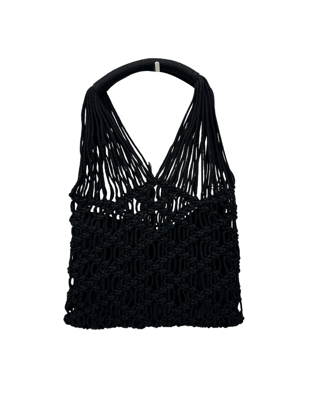 Bolso de mano  Macramé Negro Hecho a Mano - Diseño Geométrico Minimalista