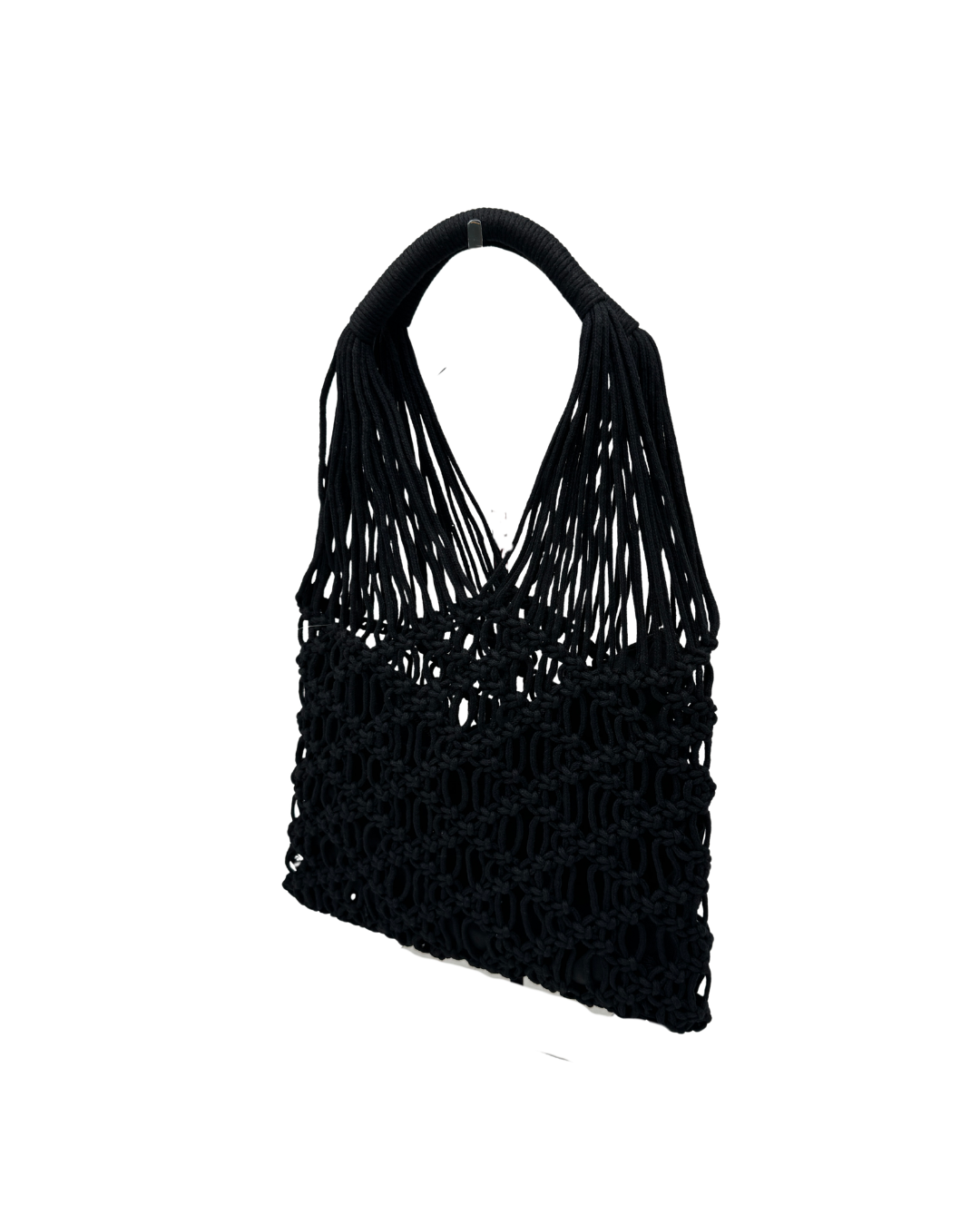 Bolso de mano  Macramé Negro Hecho a Mano - Diseño Geométrico Minimalista