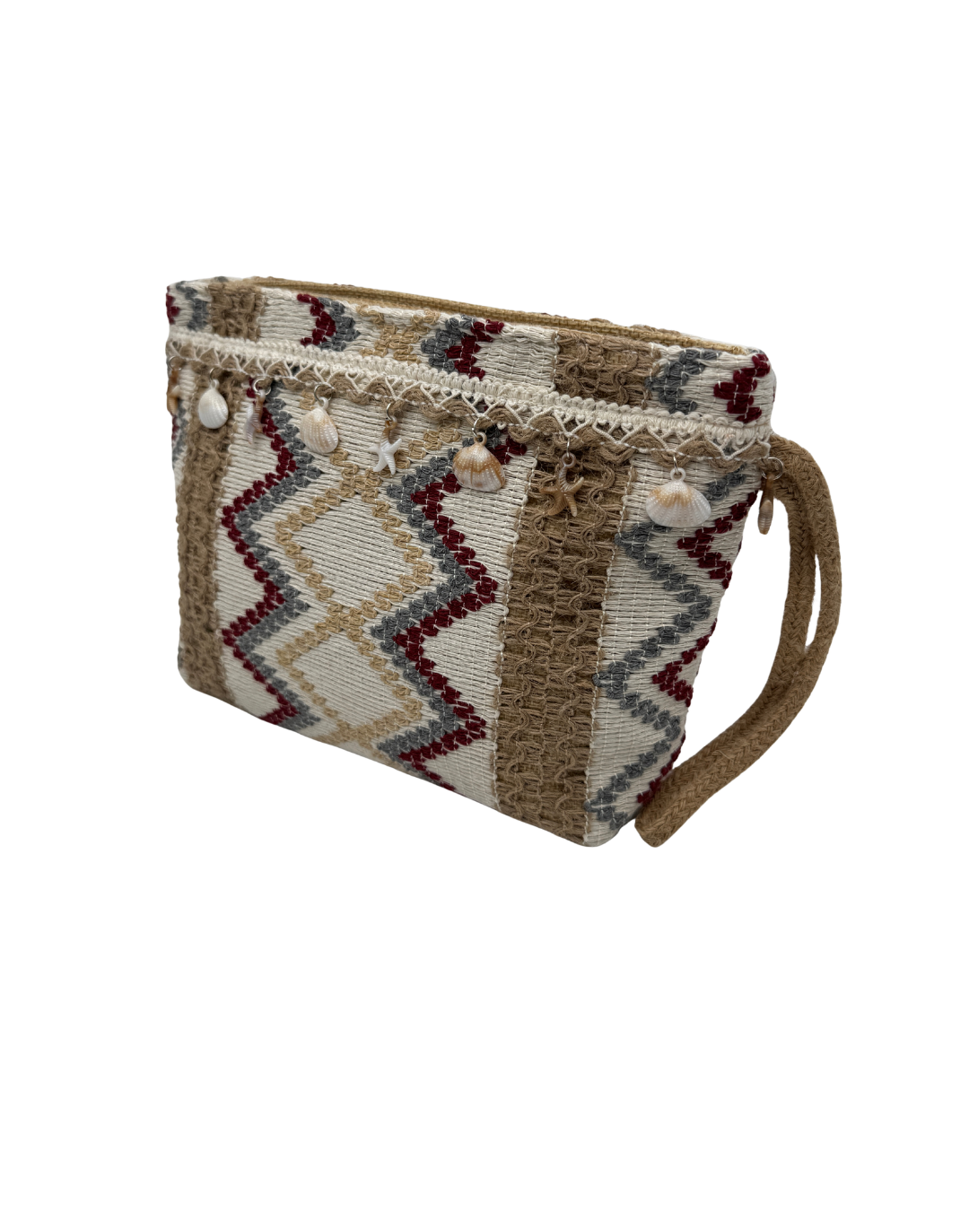 Neceser de Rafia Artesanal con Detalles Marineros y Conchas - Bolso de Mano Boho Chic
