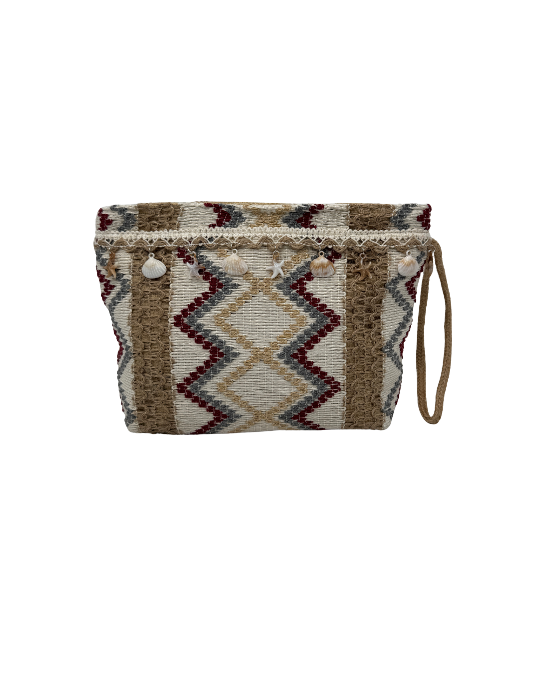 Neceser de Rafia Artesanal con Detalles Marineros y Conchas - Bolso de Mano Boho Chic