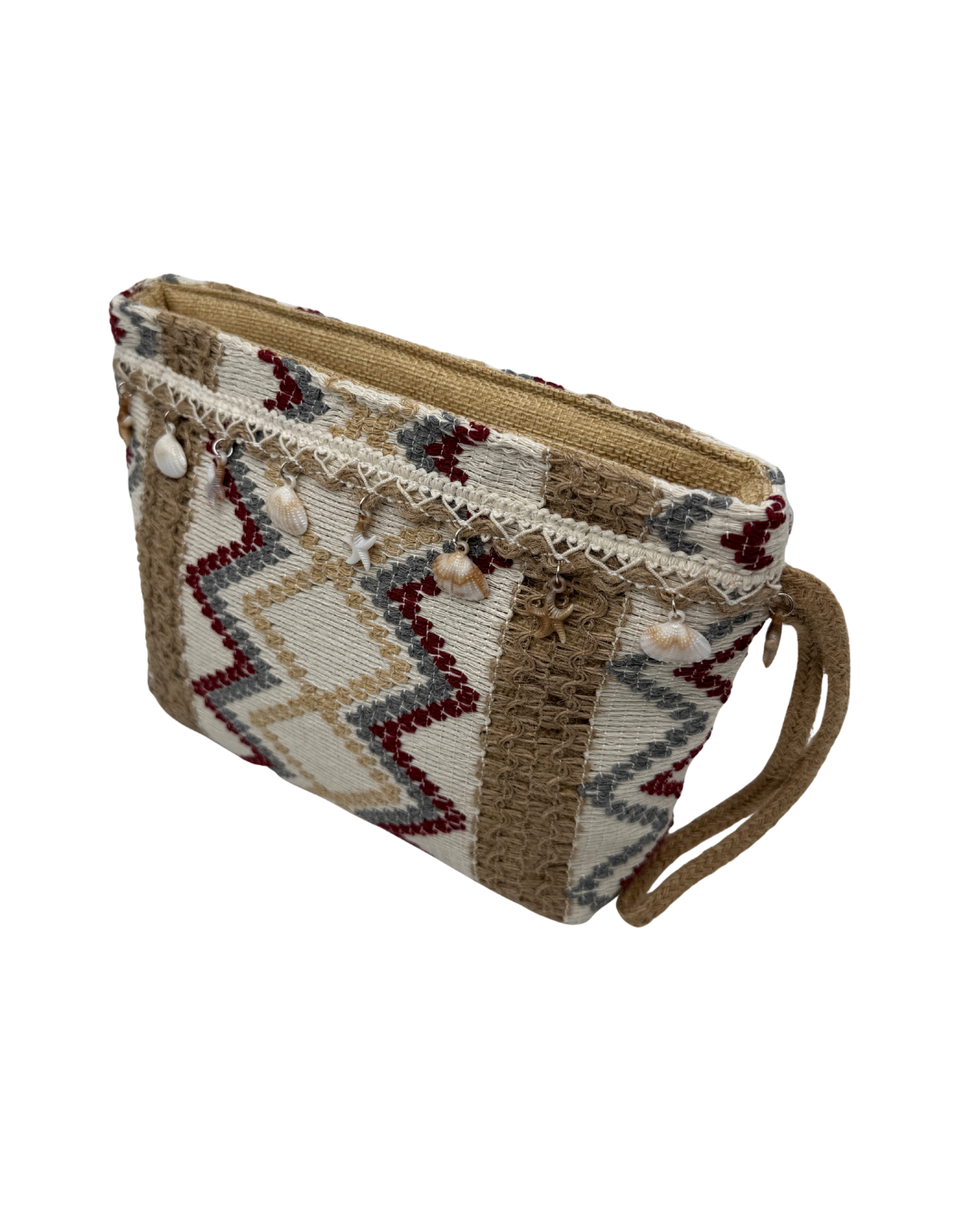 Neceser de Rafia Artesanal con Detalles Marineros y Conchas - Bolso de Mano Boho Chic