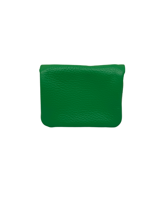 Monedero de Piel Artesanal Verde - Mini Cartera de Cuero con Cierre de Clip