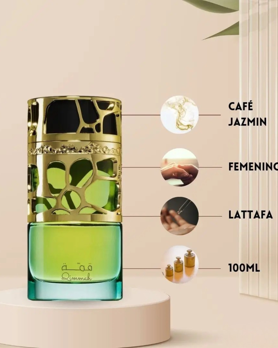 Infografía que muestra el perfume Lattafa Qimmah for Women como el dupe equivalente de Carolina Herrera Good Girl.