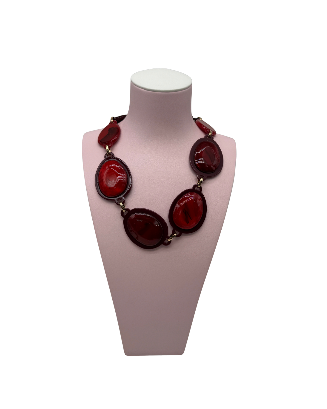 Collar Statement Ovalado Rojo Rubí
