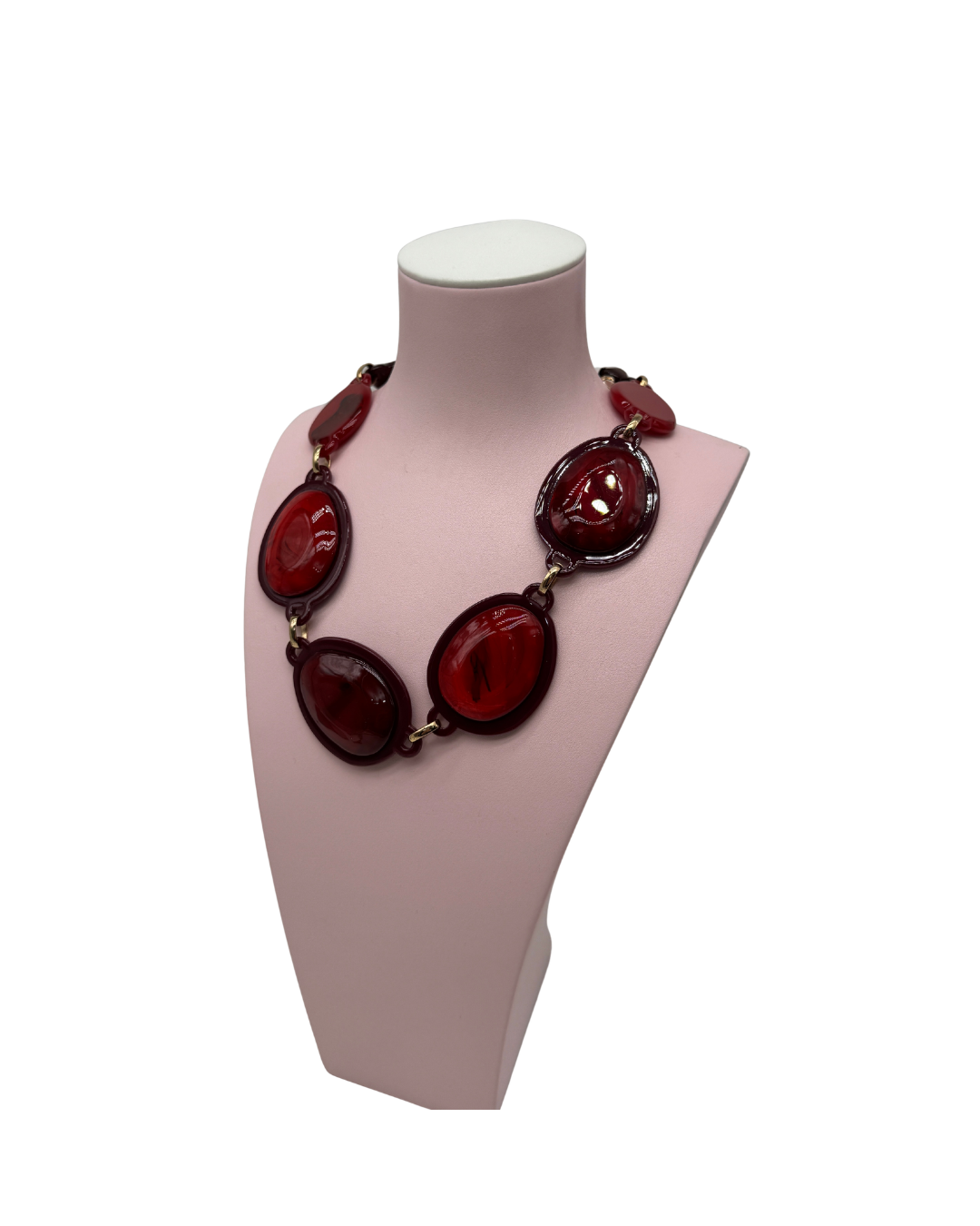 Collar Statement Ovalado Rojo Rubí