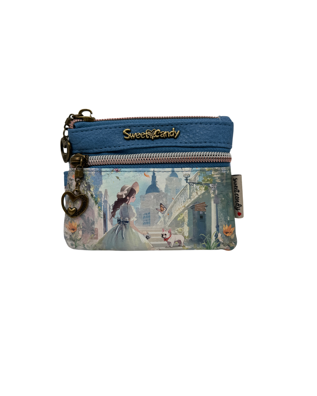Monedero Sweet Candy con Caja de Regalo Azul - Cartera de Mujer con Diseño Exclusivo y Doble Cremallera