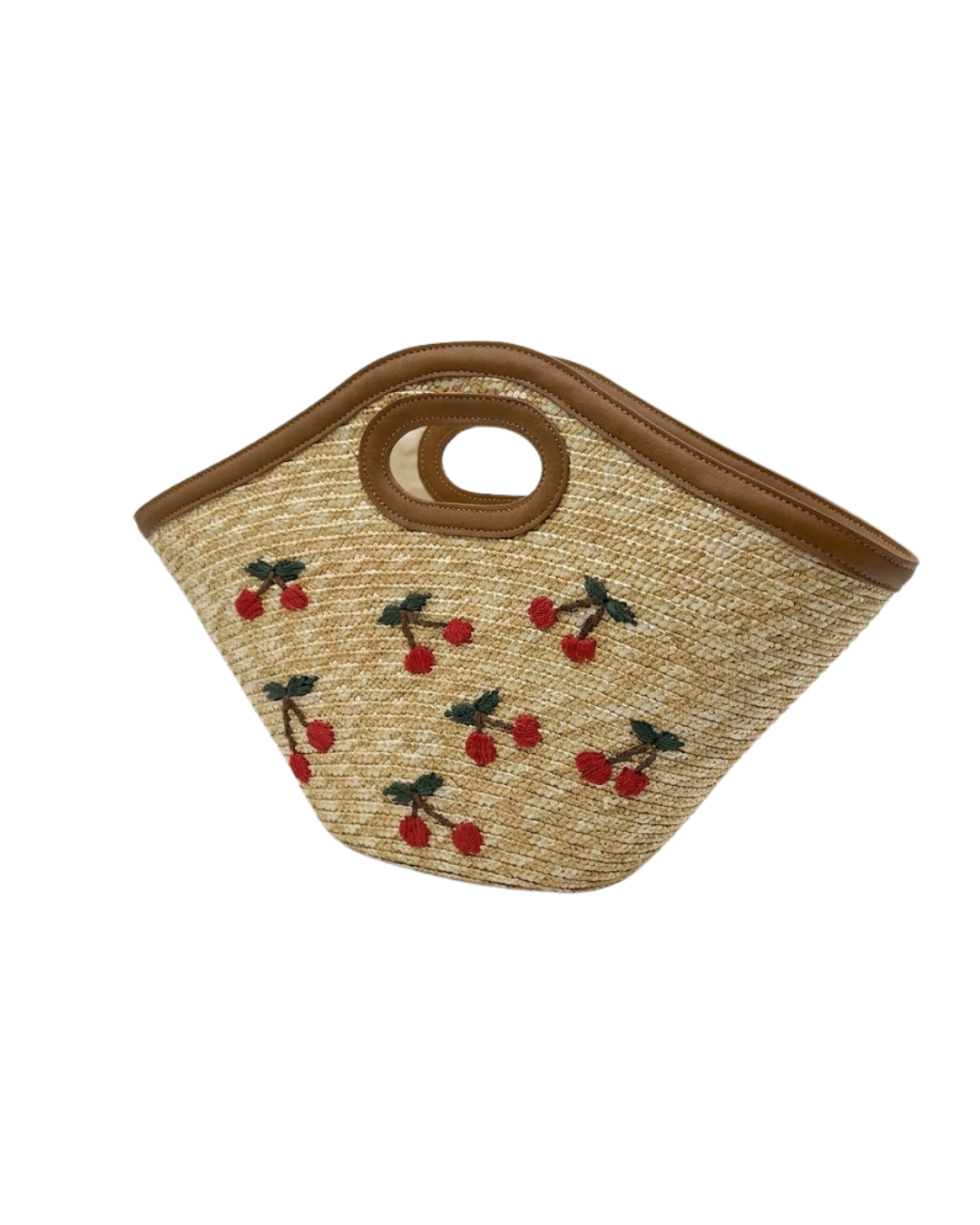 Bolso de Rafia Capazo con Bordado de Cerezas – Modelo Amélie