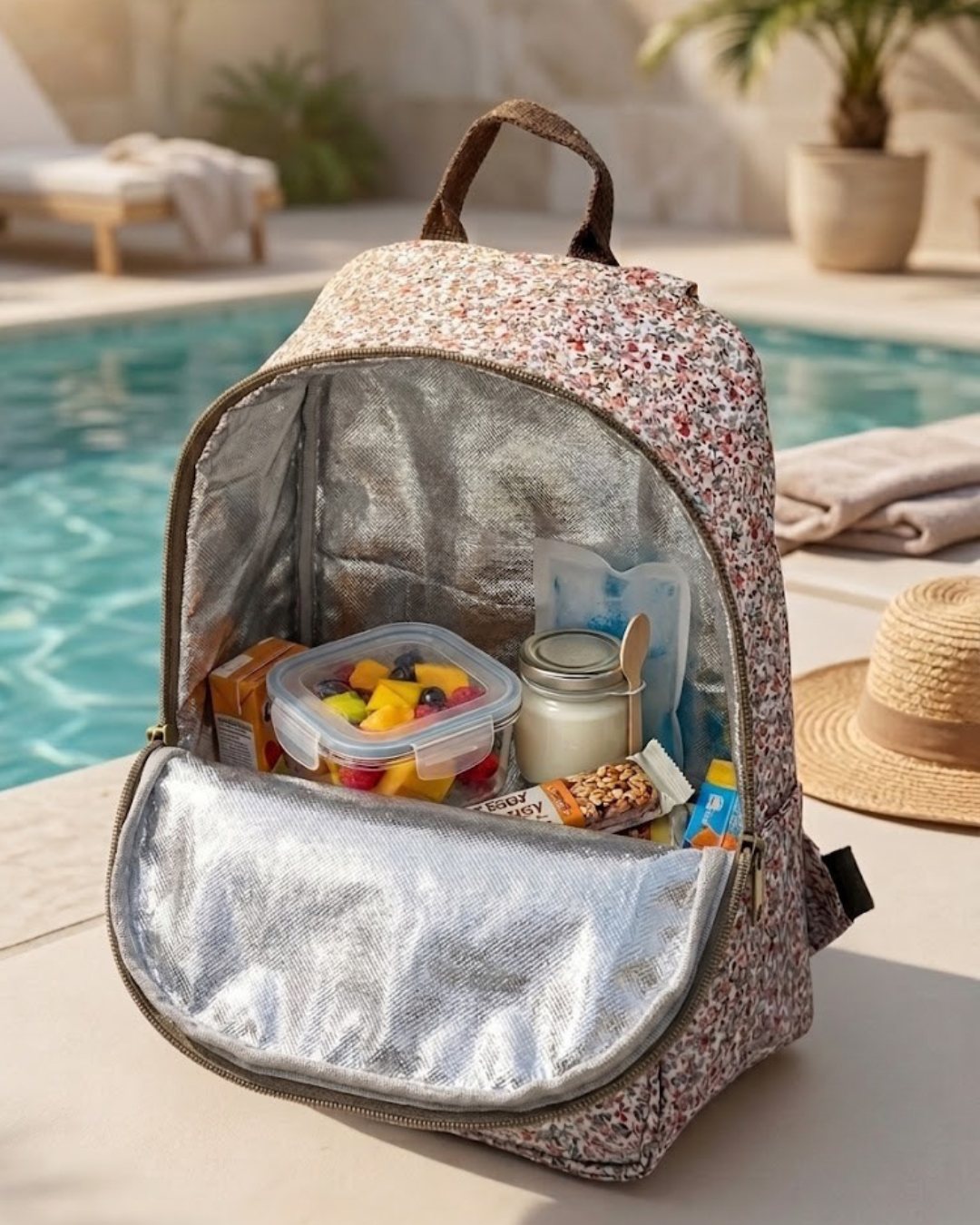 Mochila Nevera Playa con Estampado Floral | Bolsa Térmica Alimentos
