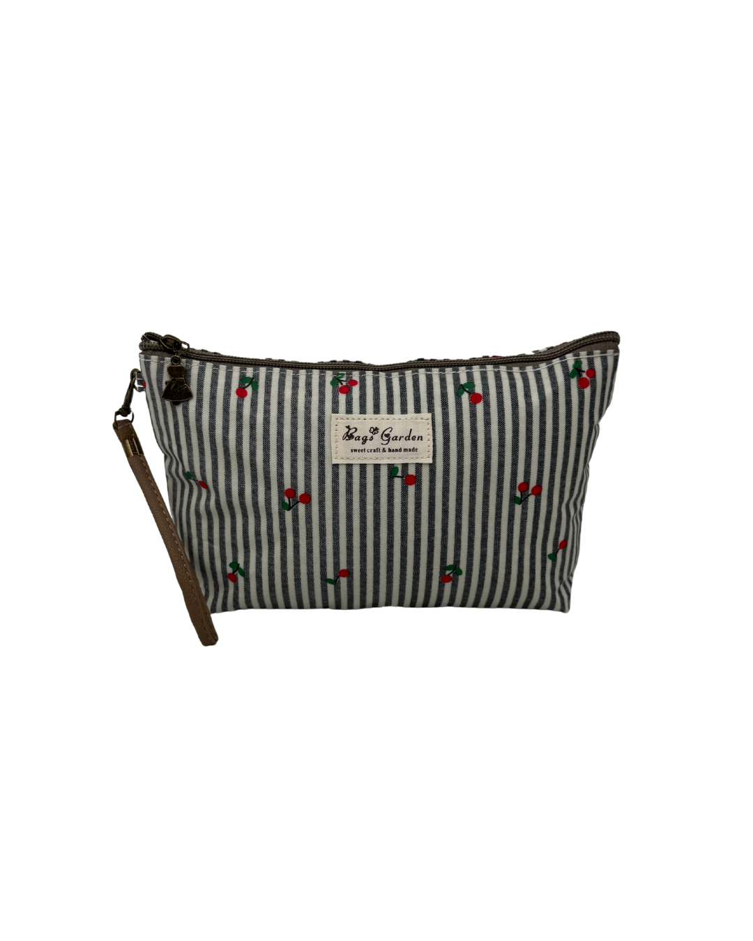 Neceser de Maquillaje de Tela con Estampado de Cerezas y Rayas – Bolsos Organizador de Cosméticos Bags Garden