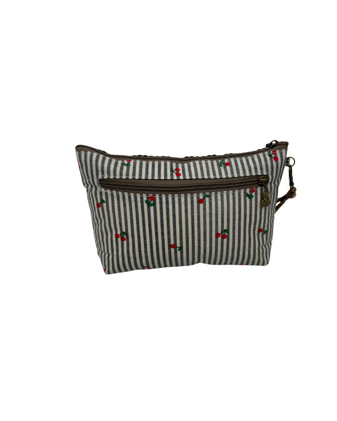 Neceser de Maquillaje de Tela con Estampado de Cerezas y Rayas – Bolsos Organizador de Cosméticos Bags Garden