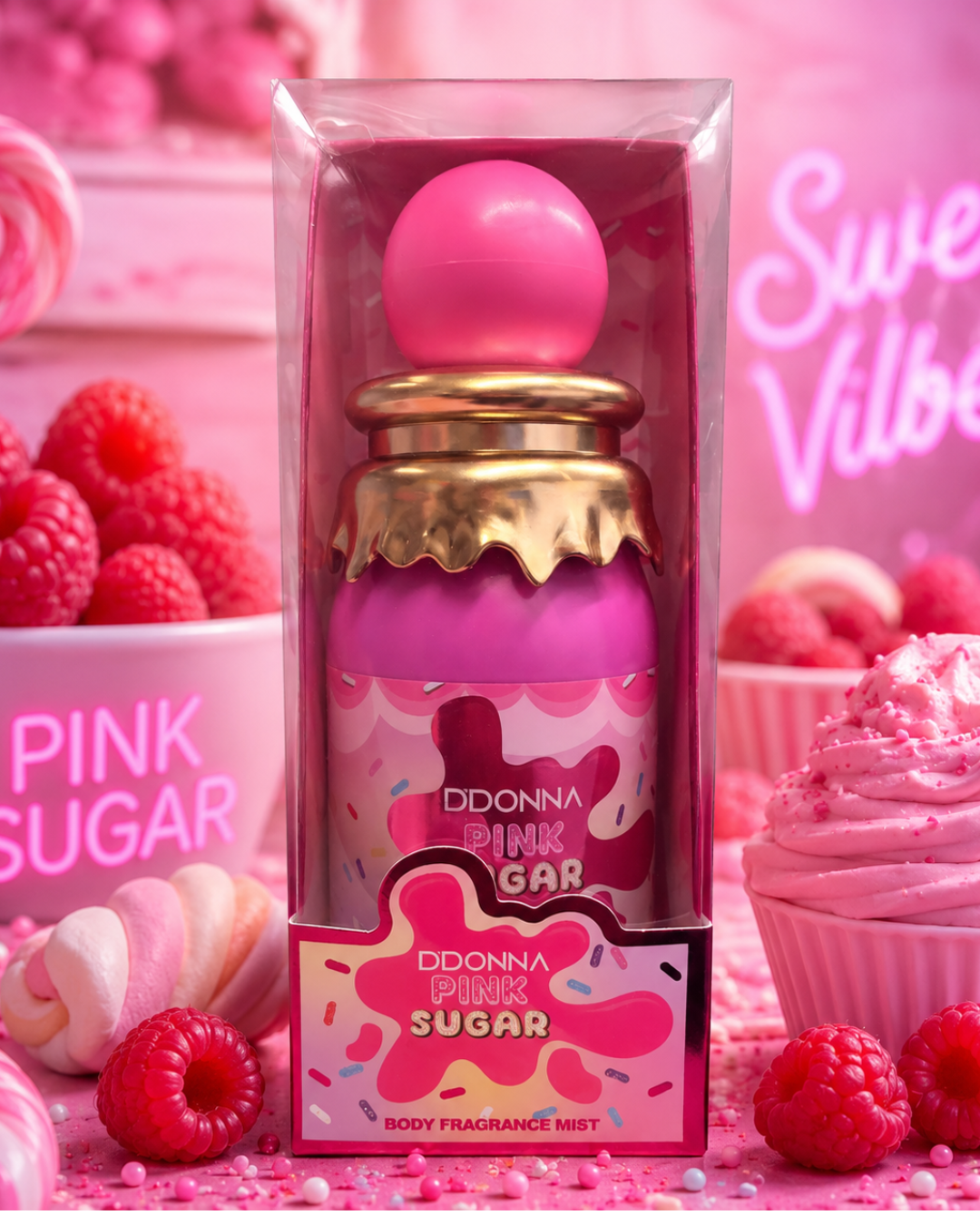 Bruma Corporal D’DONNA Pink Sugar – Body Mist Azúcar Rosa y Frutos Rojos (300 ml)