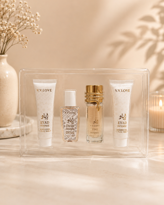 Set de Perfume y Cuidado Corporal V.V.LOVE EYAD INTENSE – Estuche de Regalo 4 Piezas
