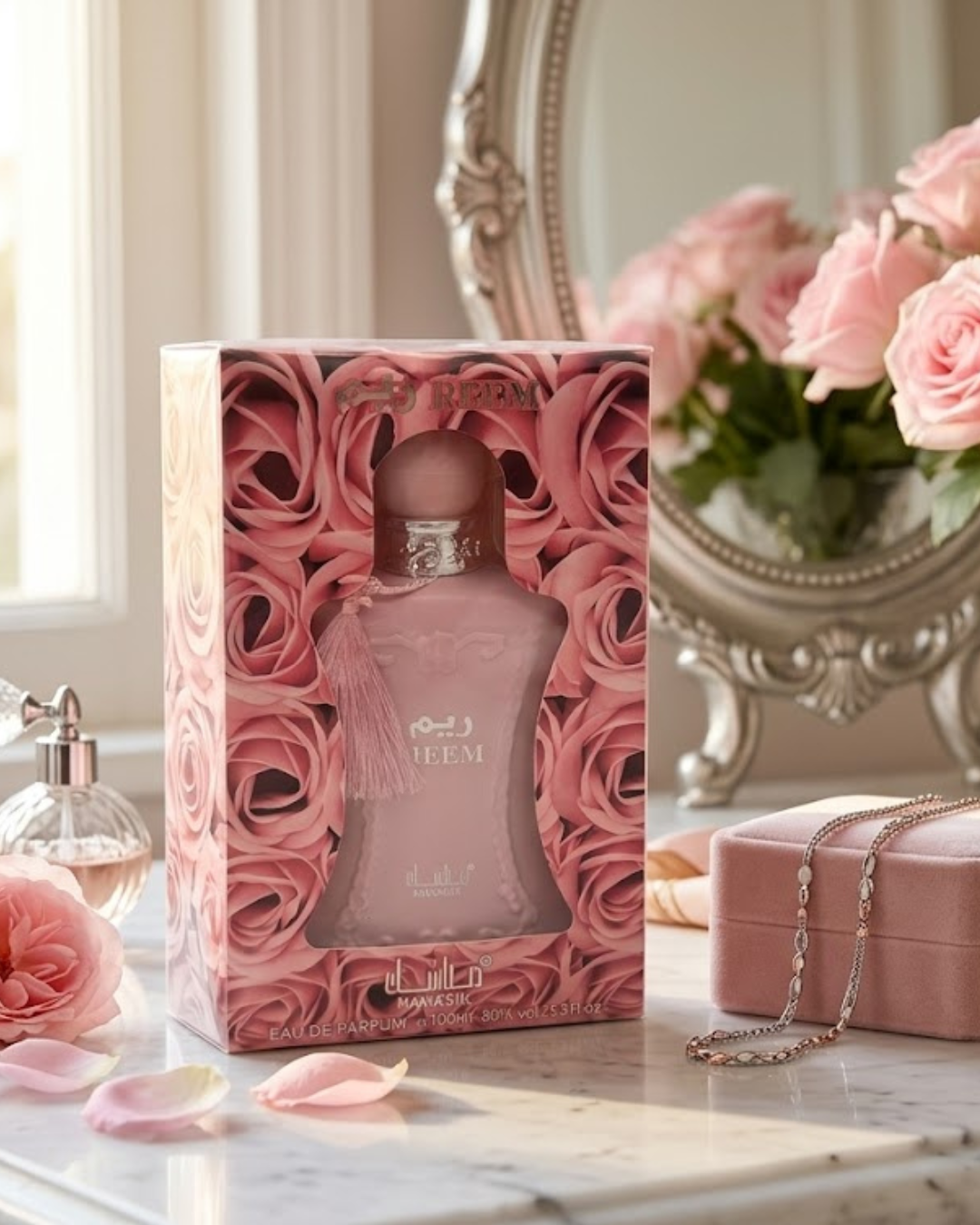 Perfume Árabe Mahasin Reem Eau de Parfum 100ml – Fragancia Floral Dulce para Mujer