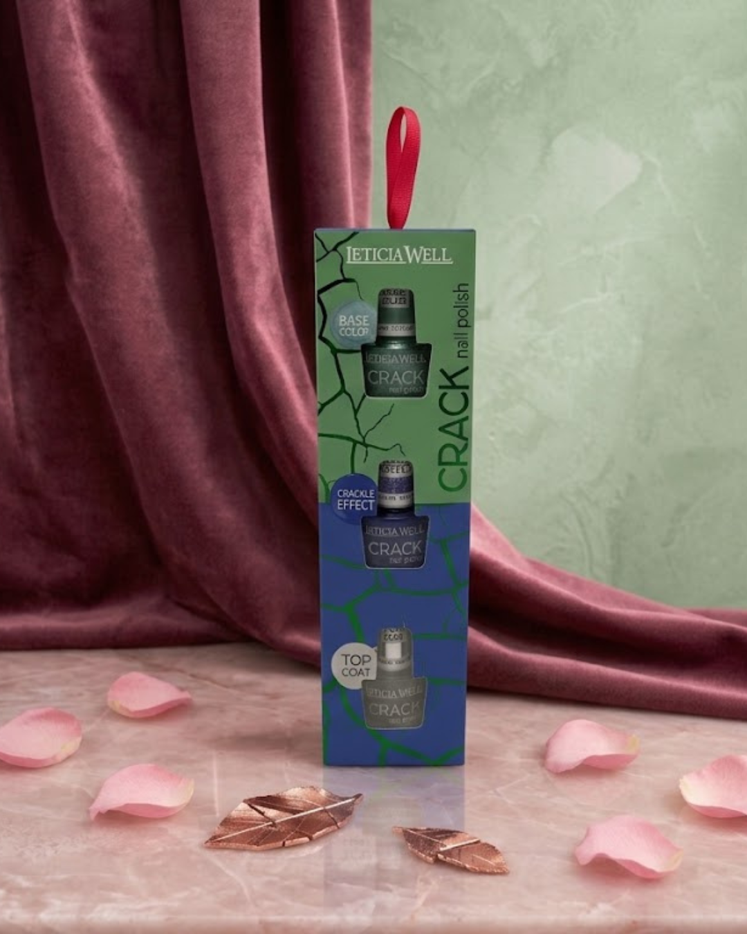 Kit Manicura Efecto Craquelado Leticia Well Crack - Tonos Verde & Azul (3 Pasos)