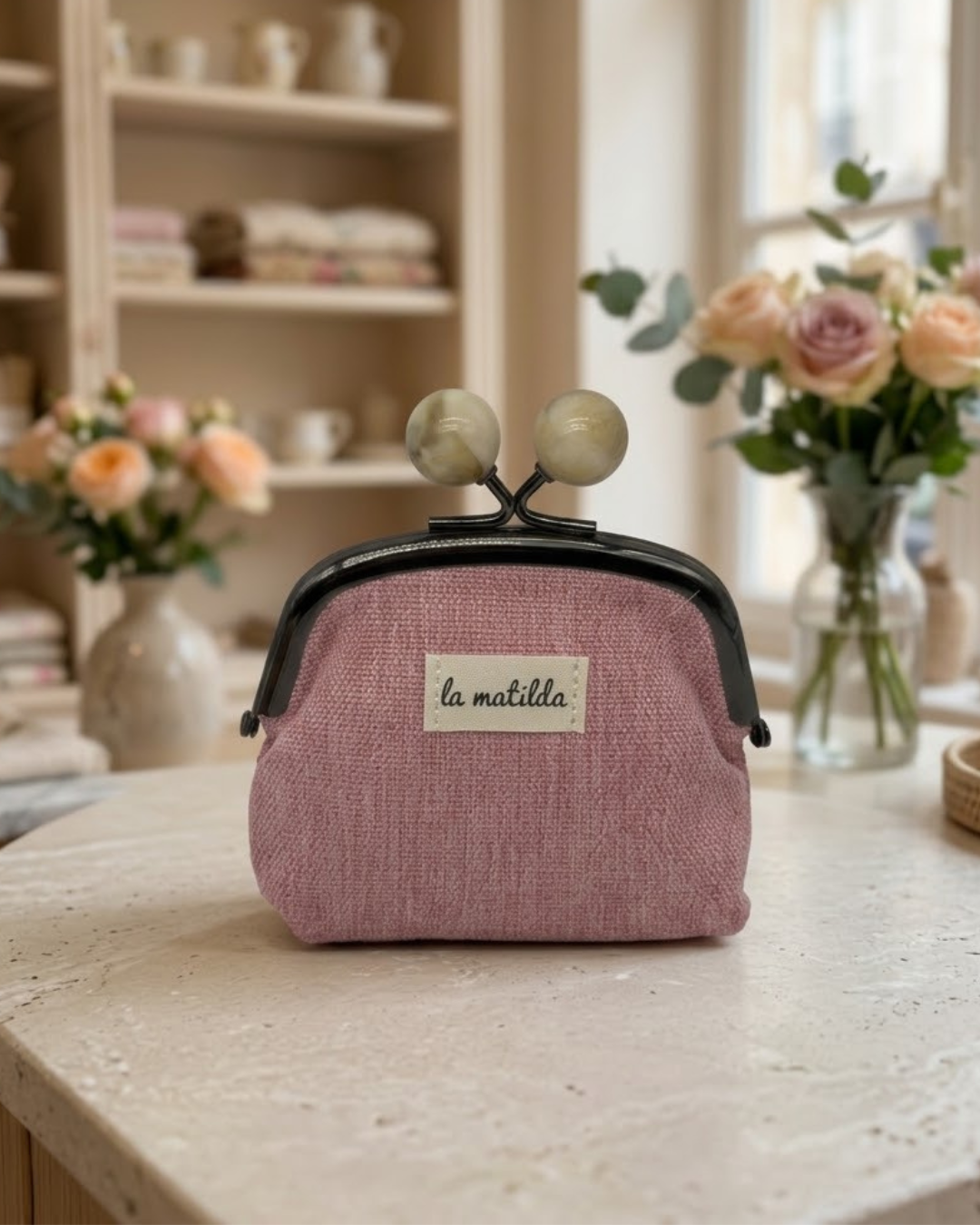Monedero de Boquilla Vintage con Cierre de Bolas Rosa – La Matilda