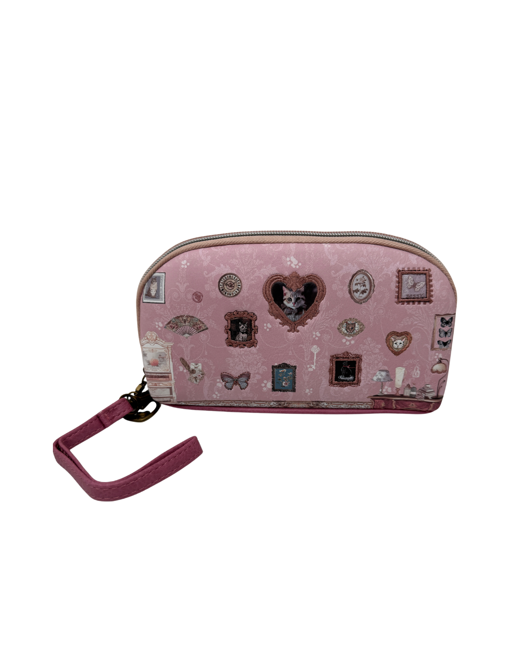 Portatodo / Bolso de Mano Sweet Candy – Gatito Vintage Rosa Empolvado con Asa y Compartimentos (Edición Limitada)