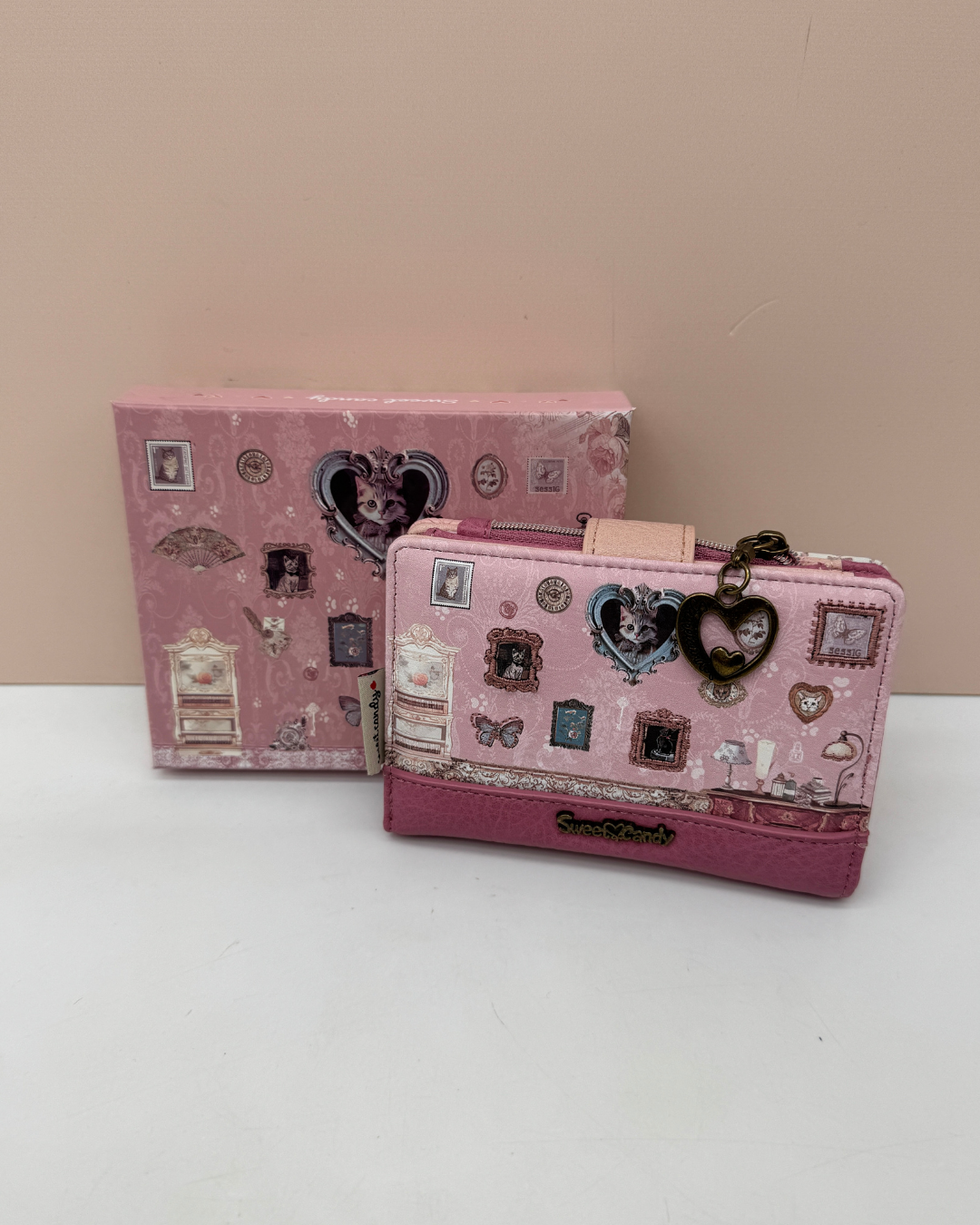Cartera Billetera Sweet Candy Vintage con Cajita a Juego – Edición Limitada Gatitos