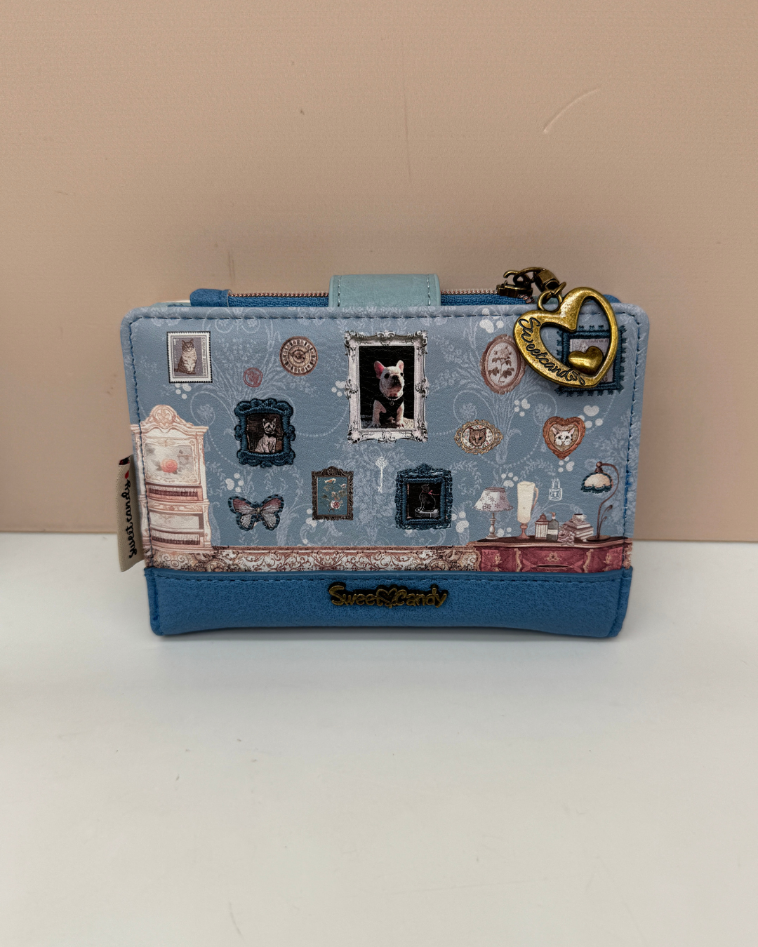 Cartera Billetera Sweet Candy Azul Empolvado Vintage con Cajita a Juego – Edición Limitada Frenchie