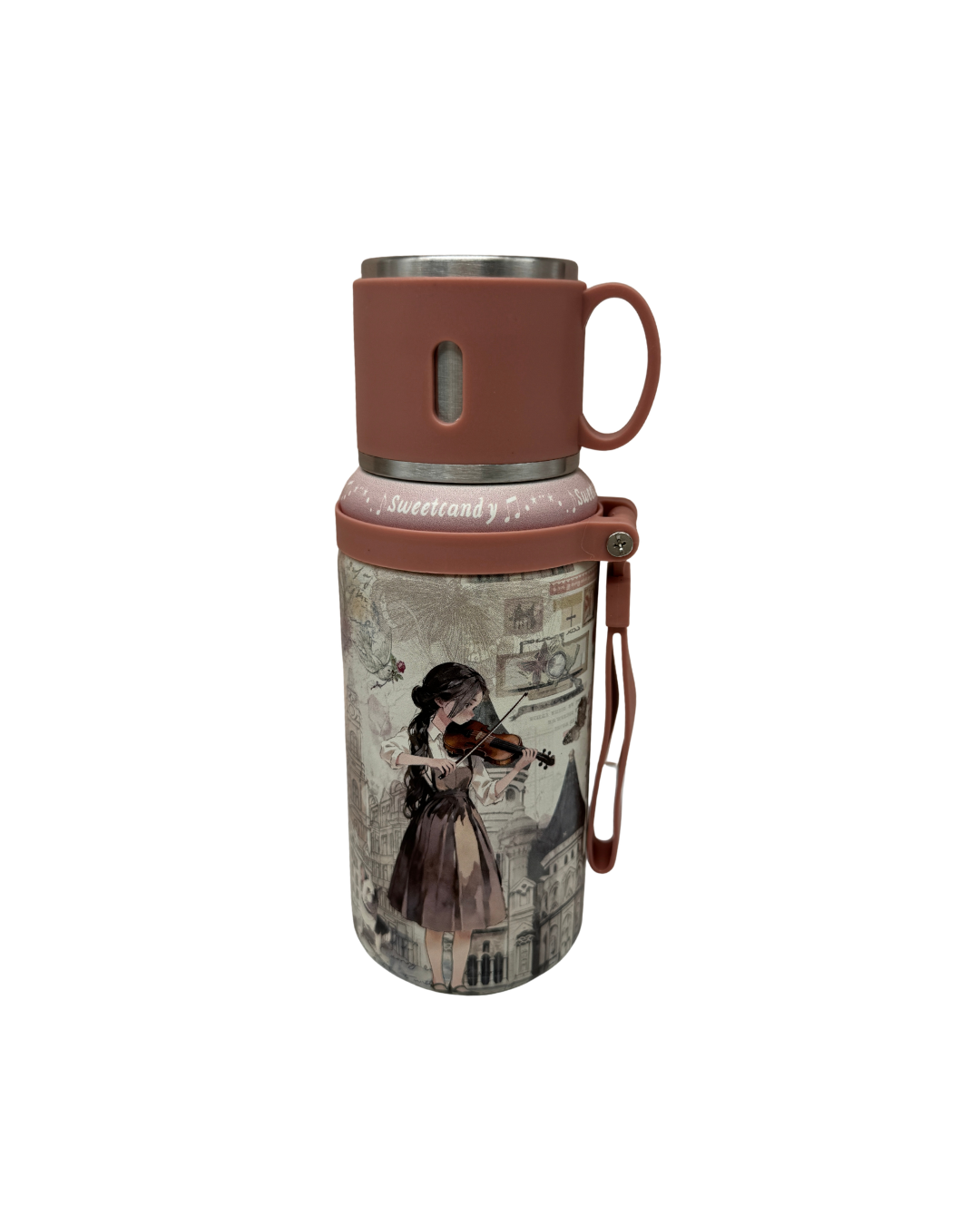 Termo Sweet Candy 750 ml con Taza – Violinista Vintage Rosa