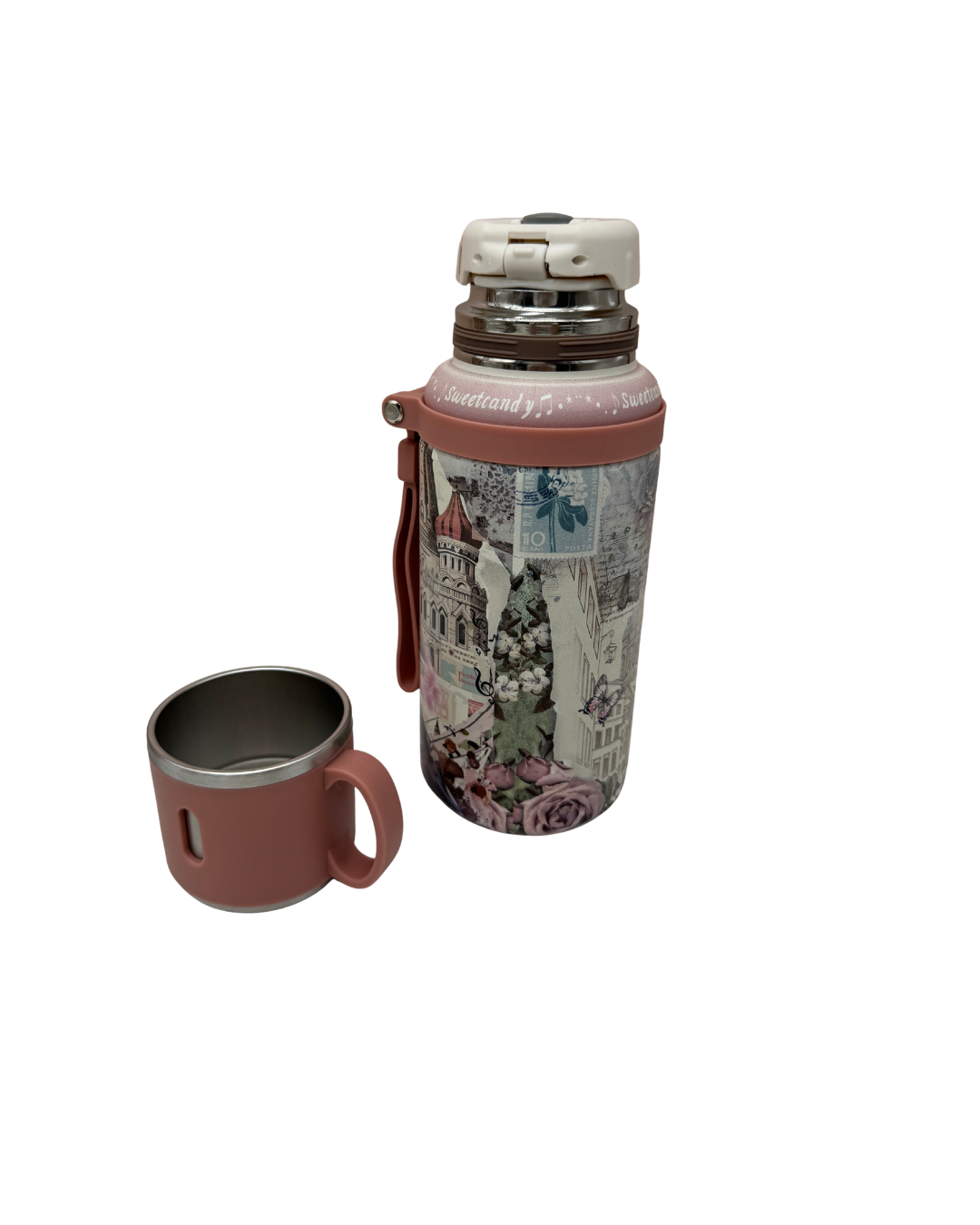 Termo Sweet Candy 750 ml con Taza – Violinista Vintage Rosa