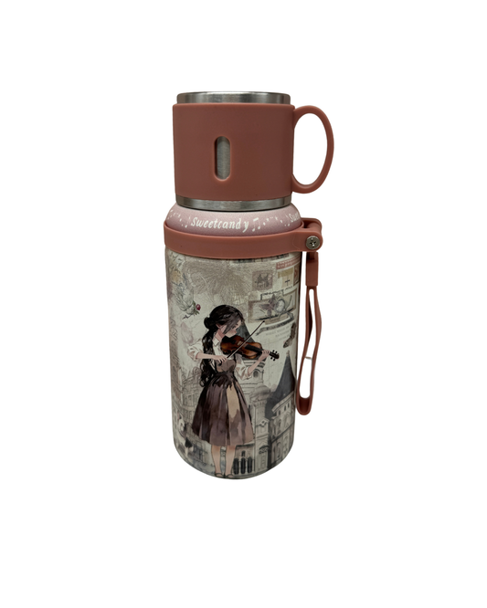 Termo Sweet Candy con Taza Incorporada – Diseño Vintage Violinista