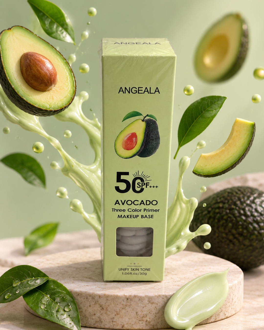 Primer facial ANGEALA Avocado Three Color Primer SPF 50 de 30 g