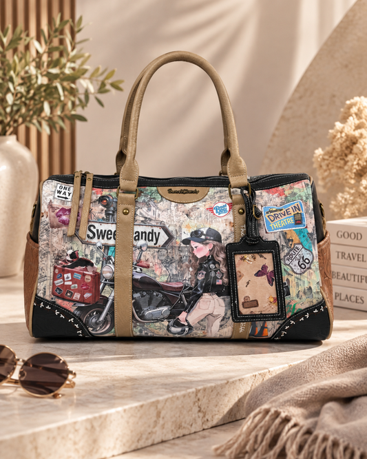 Bolsa de Viaje Sweet Candy Estampado Vintage con Asa de Hombro