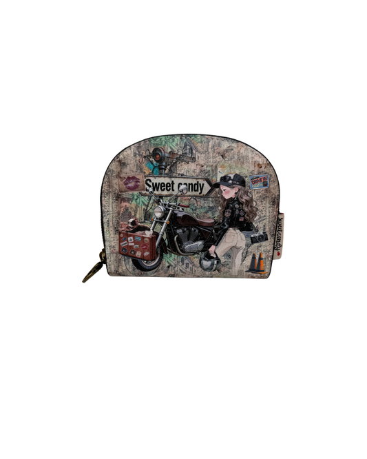 Tarjetero Monedero Sweet Candy Moto Vintage con Cremallera