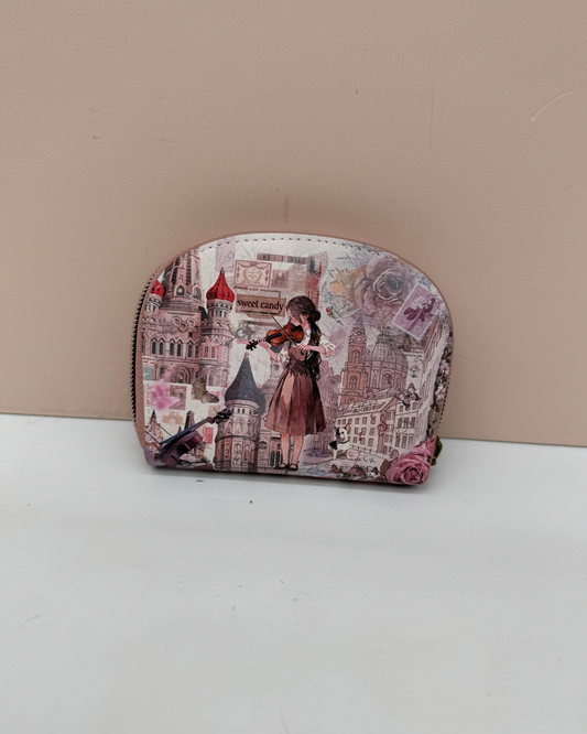 Tarjetero Monedero Sweet Candy Violinista Rosa con Cremallera