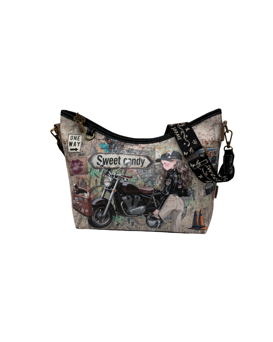 Conjunto Sweet Candy Bolso + Bandolera Mujer Estampado Motero
